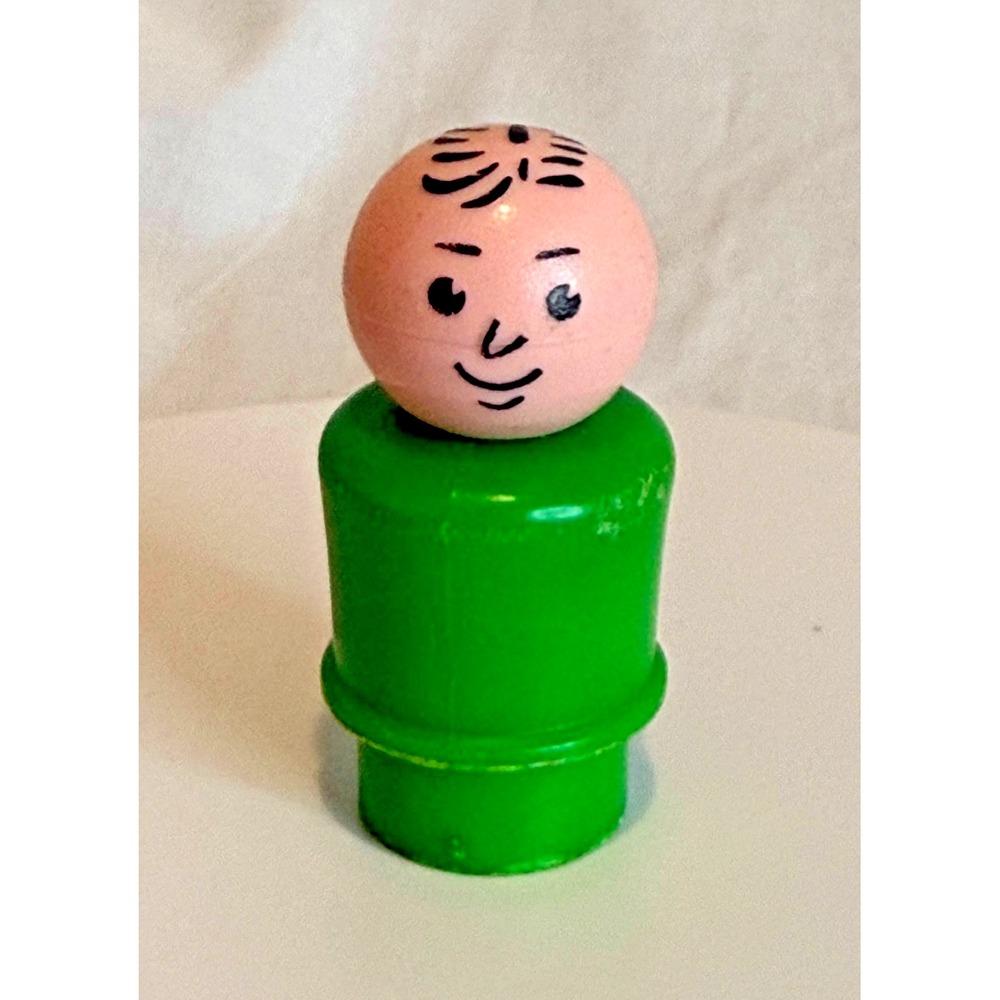 Vintage Fisher Price Little People Man Green Plastic Body & Head